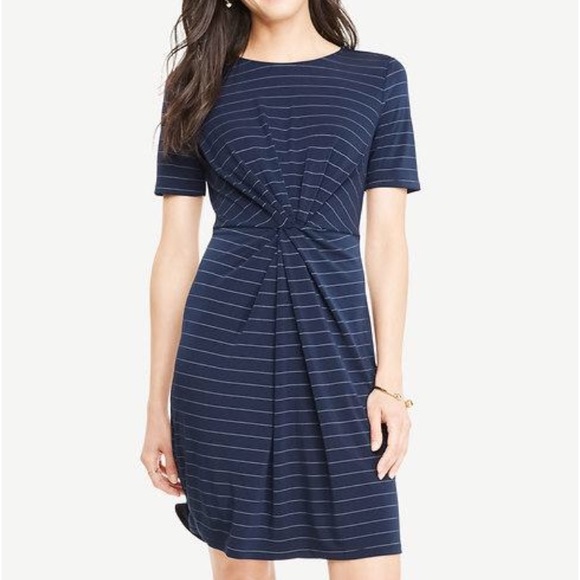 Ann Taylor Pinstripes Knotted Dress - Picture 1 of 3